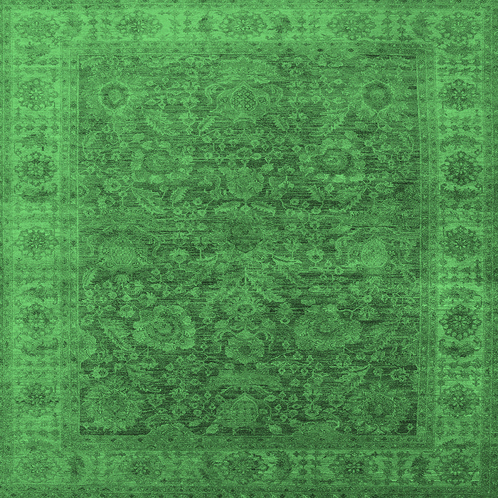 Square Machine Washable Oriental Emerald Green Industrial Area Rugs, wshurb1957emgrn
