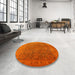 Round Machine Washable Industrial Modern Neon Orange Rug in a Office, wshurb1957