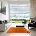 Square Machine Washable Industrial Modern Neon Orange Rug in a Living Room, wshurb1957