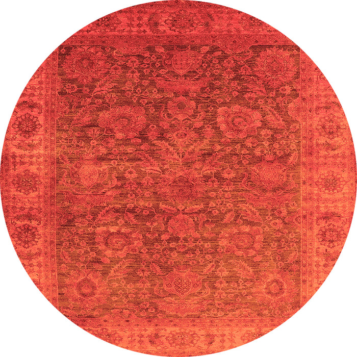Round Machine Washable Oriental Orange Industrial Area Rugs, wshurb1957org