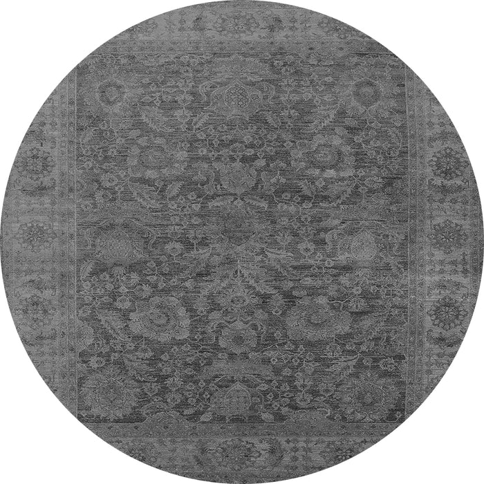 Round Machine Washable Oriental Gray Industrial Rug, wshurb1957gry