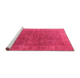 Sideview of Machine Washable Oriental Pink Industrial Rug, wshurb1957pnk