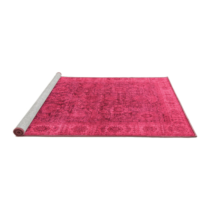 Sideview of Machine Washable Oriental Pink Industrial Rug, wshurb1957pnk
