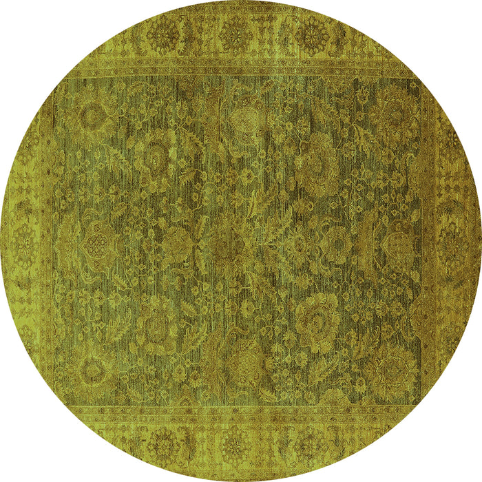 Round Oriental Turquoise Industrial Rug, urb1957turq