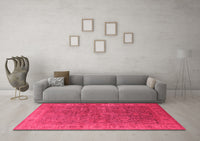 Machine Washable Oriental Pink Industrial Rug, wshurb1957pnk