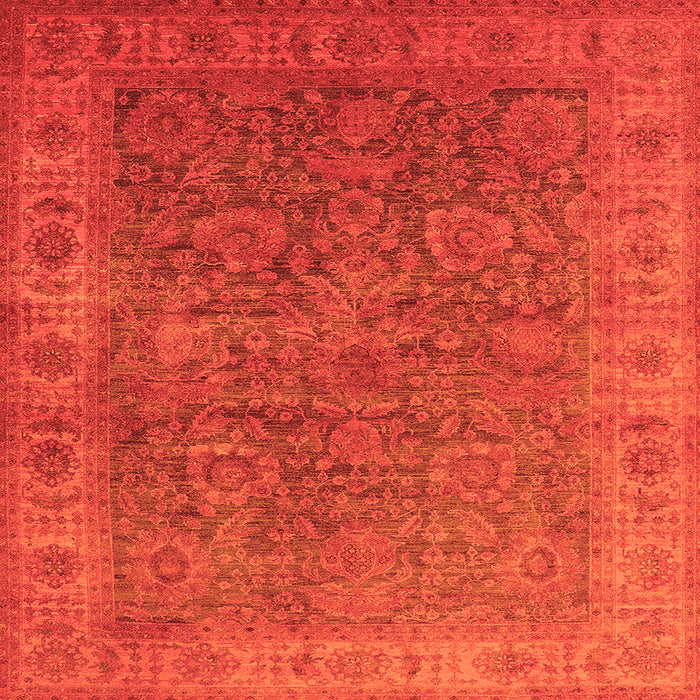 Square Machine Washable Oriental Orange Industrial Area Rugs, wshurb1957org