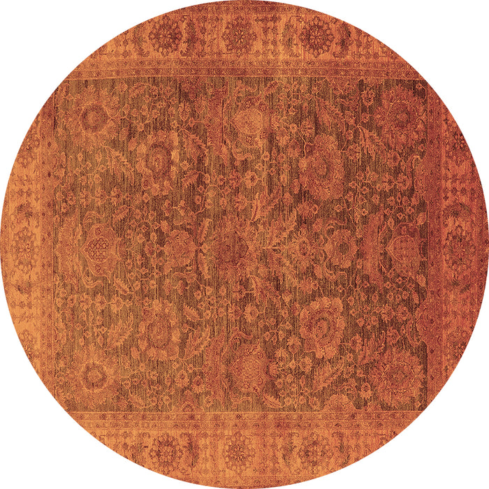 Round Oriental Brown Industrial Rug, urb1957brn