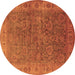 Round Oriental Brown Industrial Rug, urb1957brn