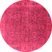 Round Oriental Pink Industrial Rug, urb1957pnk