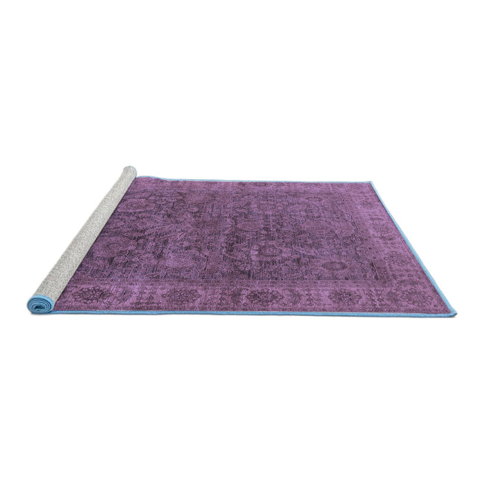 Sideview of Machine Washable Oriental Blue Industrial Rug, wshurb1957blu