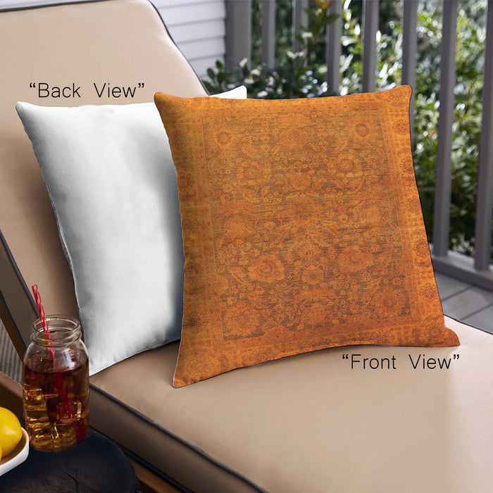 Front View of Mid-Century Modern Urban Square Neon Orange Throw Pillow, 18 inch by 18 inch, pwurb1957