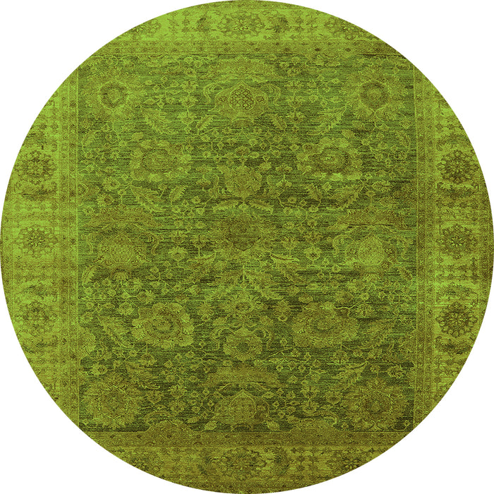 Round Oriental Green Industrial Rug, urb1957grn