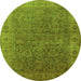 Round Oriental Green Industrial Rug, urb1957grn