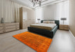 Mid-Century Modern Neon Orange Oriental Rug in a Bedroom, urb1957