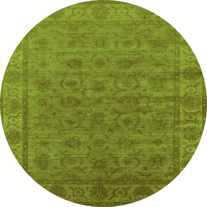 Round Oriental Green Industrial Rug, urb1958grn