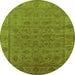 Round Oriental Green Industrial Rug, urb1958grn