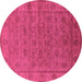 Round Oriental Purple Industrial Rug, urb1958pur