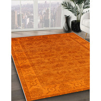 Mid-Century Modern Orange Red Orange Oriental Rug, urb1958