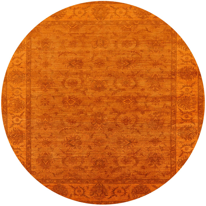 Round Mid-Century Modern Orange Red Orange Oriental Rug, urb1958