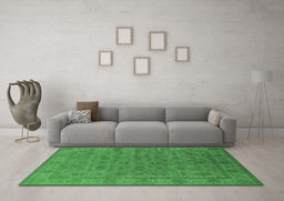Machine Washable Oriental Emerald Green Industrial Area Rugs in a Living Room,, wshurb1958emgrn
