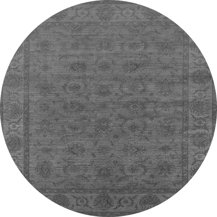 Round Oriental Gray Industrial Rug, urb1958gry
