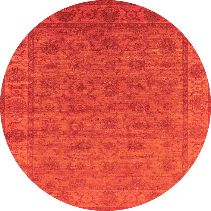 Round Machine Washable Oriental Orange Industrial Area Rugs, wshurb1958org