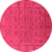 Round Oriental Pink Industrial Rug, urb1958pnk