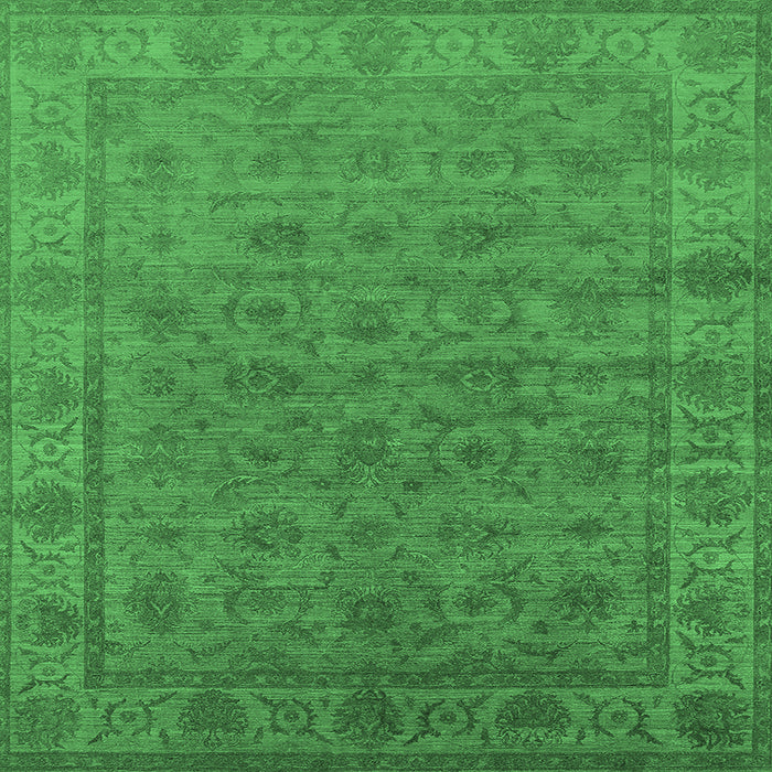Square Machine Washable Oriental Emerald Green Industrial Area Rugs, wshurb1958emgrn