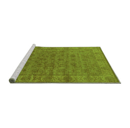 Sideview of Machine Washable Oriental Green Industrial Area Rugs, wshurb1958grn