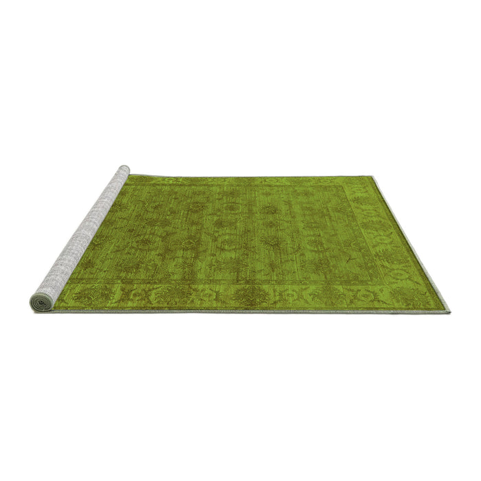Sideview of Machine Washable Oriental Green Industrial Area Rugs, wshurb1958grn