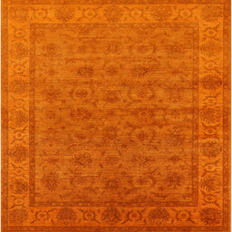 Square Machine Washable Industrial Modern Orange Red Orange Rug, wshurb1958