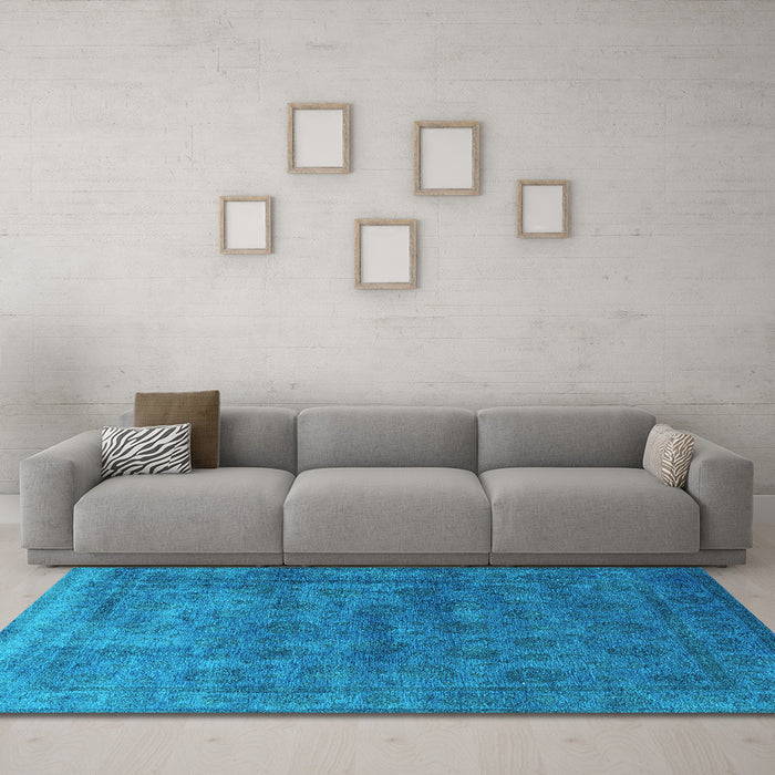 Machine Washable Oriental Turquoise Industrial Area Rugs in a Living Room,, wshurb1959turq