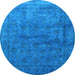 Round Oriental Light Blue Industrial Rug, urb1959lblu