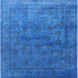 Square Machine Washable Industrial Modern Blue Rug, wshurb1959