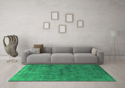 Machine Washable Oriental Green Industrial Area Rugs in a Living Room,, wshurb1959grn