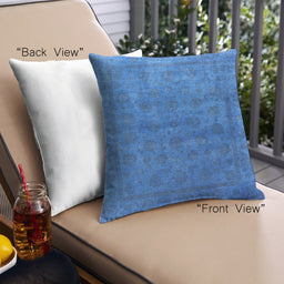 Front View of Mid-Century Modern Urban Square Blue Throw Pillow, 18 inch by 18 inch, pwurb1959