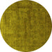 Round Oriental Yellow Industrial Rug, urb1959yw