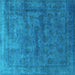 Square Oriental Turquoise Industrial Rug, urb1959turq