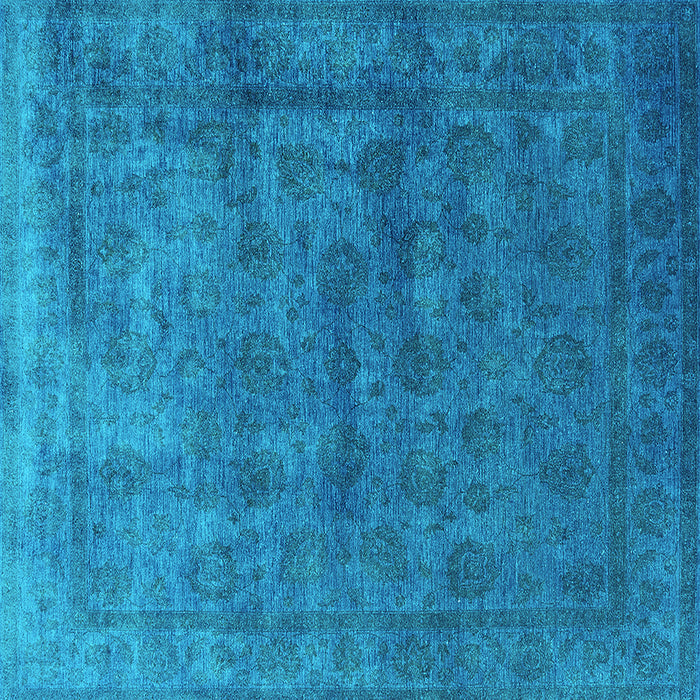 Square Machine Washable Oriental Turquoise Industrial Area Rugs, wshurb1959turq