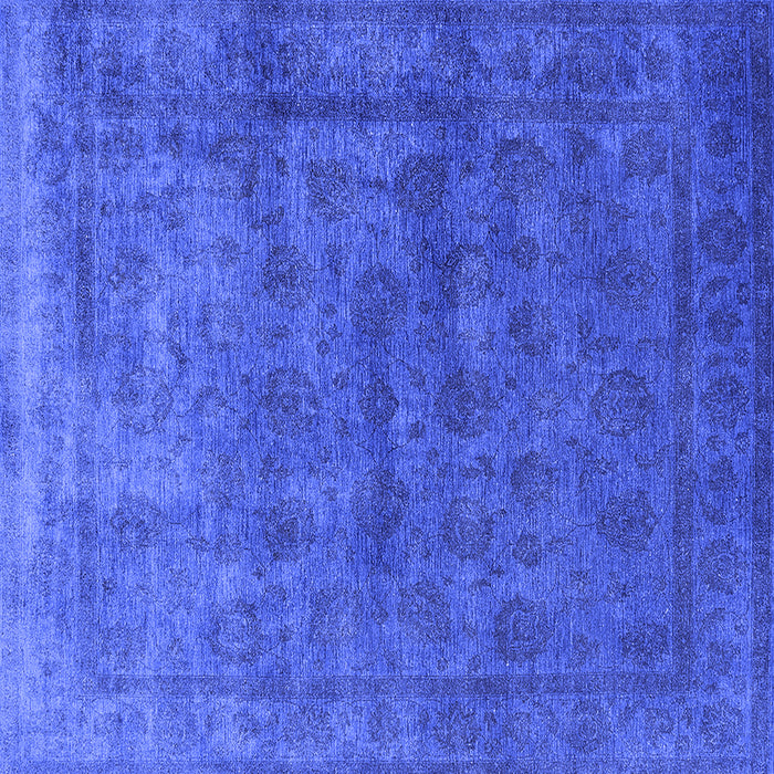 Square Machine Washable Oriental Blue Industrial Rug, wshurb1959blu