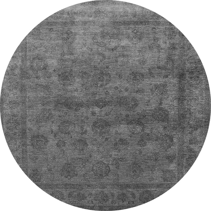 Round Oriental Gray Industrial Rug, urb1959gry