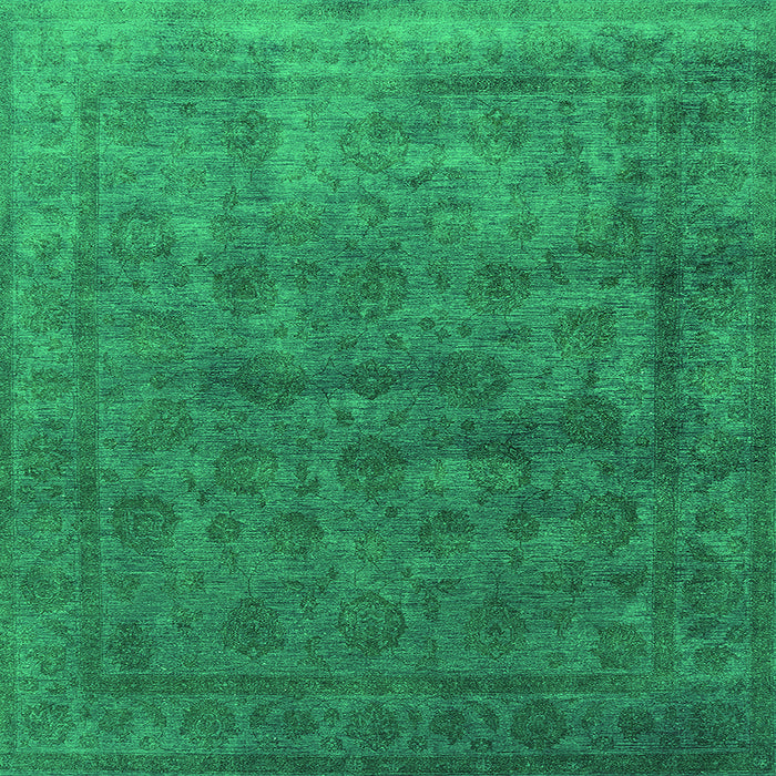 Square Machine Washable Oriental Green Industrial Area Rugs, wshurb1959grn
