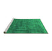 Sideview of Machine Washable Oriental Green Industrial Area Rugs, wshurb1959grn