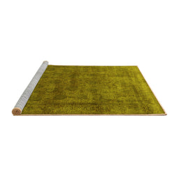 Sideview of Machine Washable Oriental Yellow Industrial Rug, wshurb1959yw