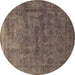 Round Oriental Brown Industrial Rug, urb1959brn