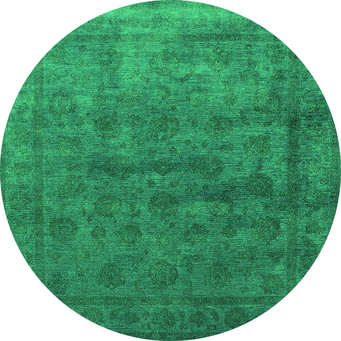 Round Oriental Green Industrial Rug, urb1959grn