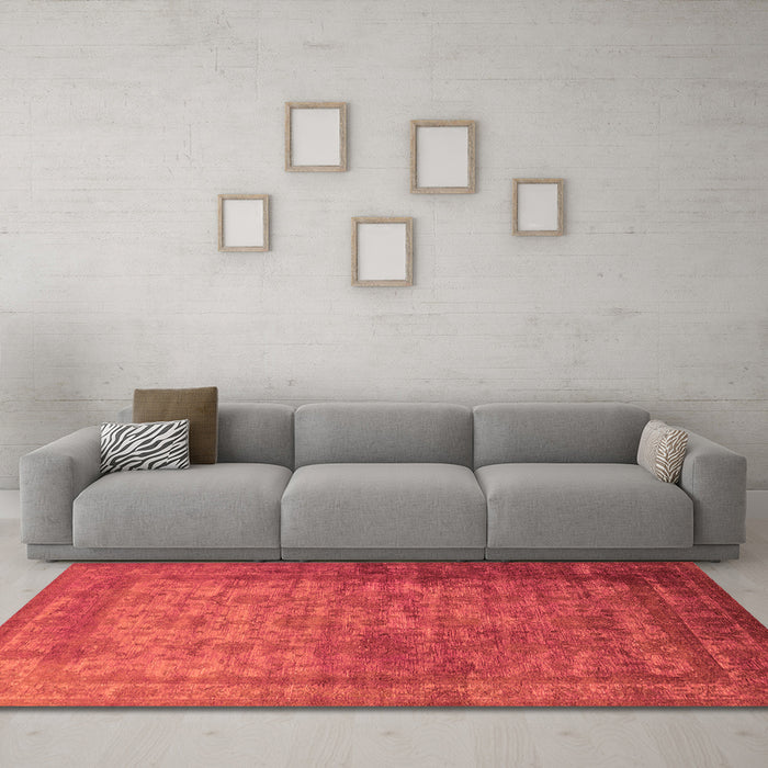 Machine Washable Oriental Orange Industrial Area Rugs in a Living Room, wshurb1960org