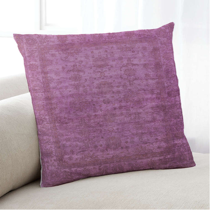 Lifestyle Image of Mid-Century Modern Urban Square Medium Violet Red Pink Throw Pillow, 18 inch by 18 inch, pwurb1960