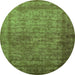 Round Oriental Green Industrial Rug, urb1960grn