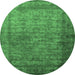 Round Oriental Emerald Green Industrial Rug, urb1960emgrn